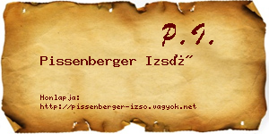 Pissenberger Izsó névjegykártya